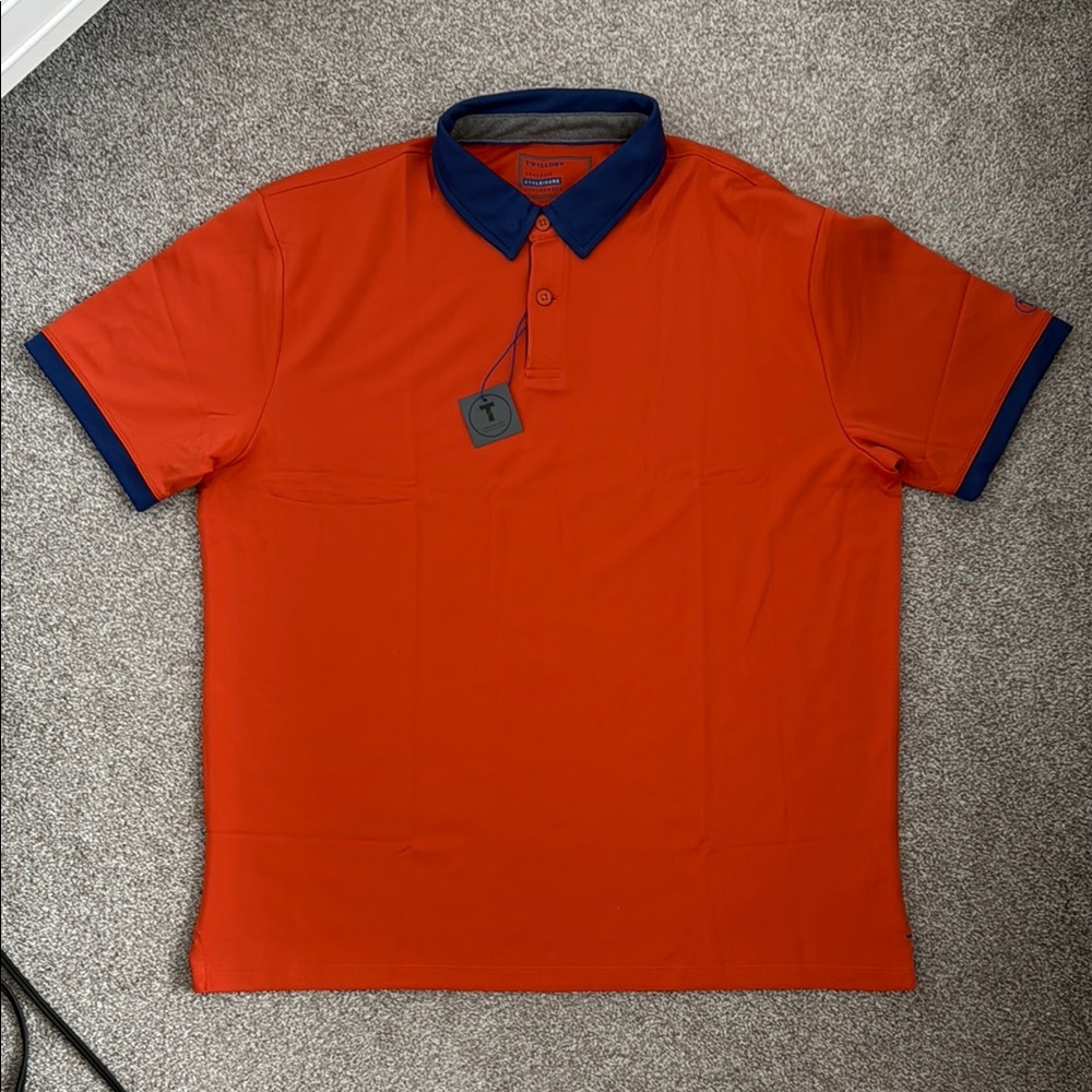 Twillory Performance Orange Polo with Navy Collar